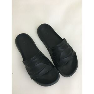 ZARA Men Black Slide Sandals EU 43 US 10 Geometric Strap Slip On Pool Beach